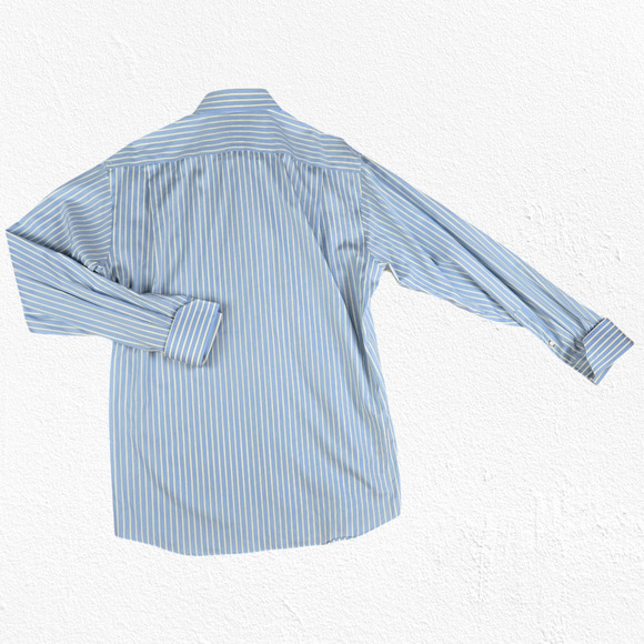 Tommy Hilfiger Blue Yellow Striped Button Up Classic Dress Shirt Size Medium - Picture 11 of 11